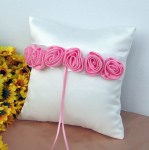 Wedding Deluxe Ring Bearer Pillow -  6 Pink Rosettes